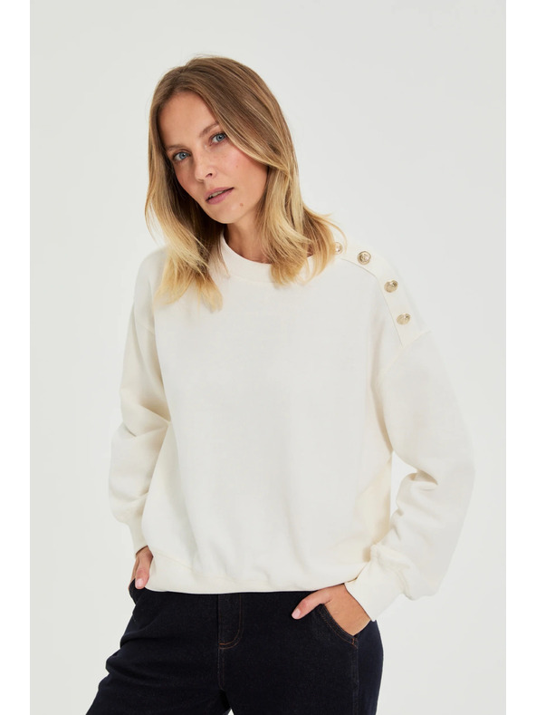 Moodo Ecru díszgombos pulóver Moodo