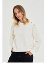 Moodo Ecru díszgombos pulóver Moodo
