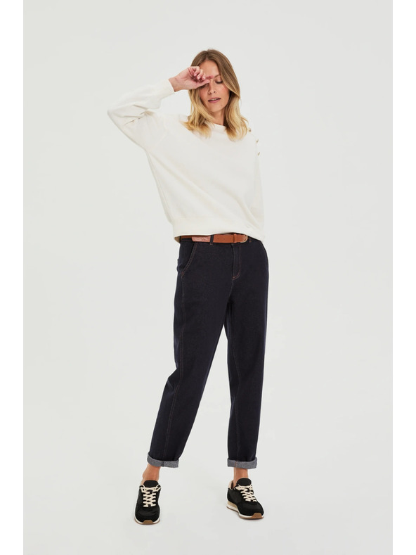 Moodo Ecru díszgombos pulóver Moodo