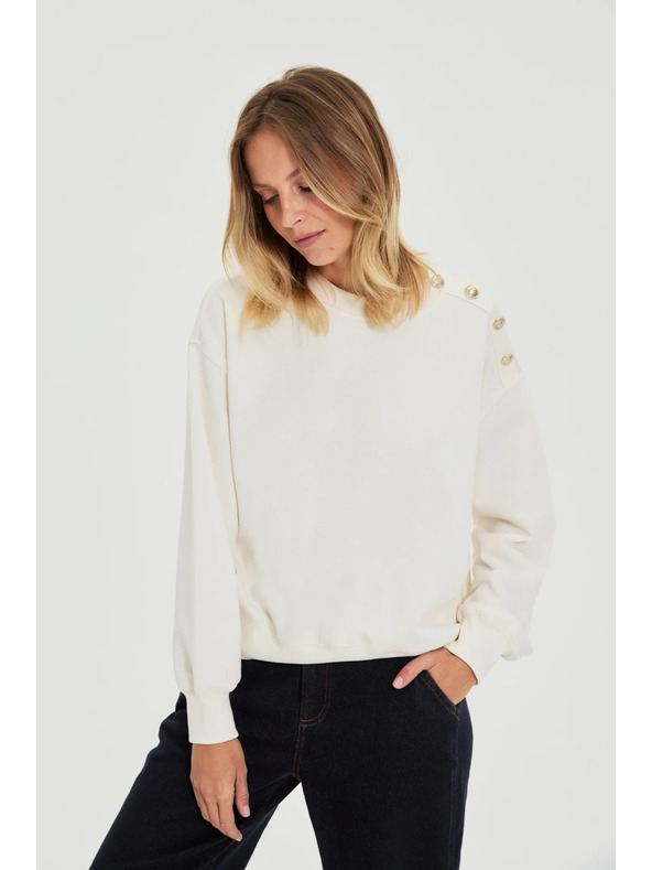 Moodo Ecru díszgombos pulóver Moodo