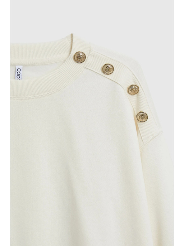 Moodo Ecru díszgombos pulóver Moodo