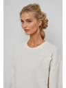 Moodo Fehér strukturált anyagú pulóver Moodo