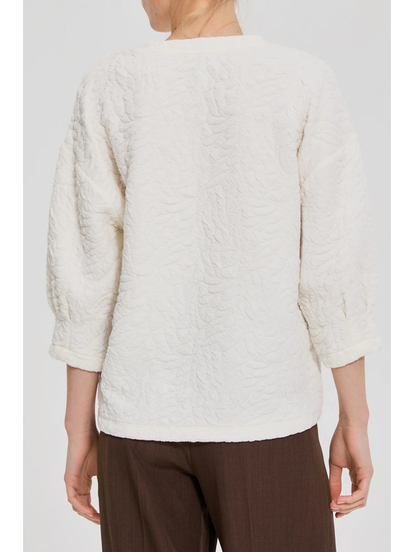 Moodo Fehér strukturált anyagú pulóver Moodo