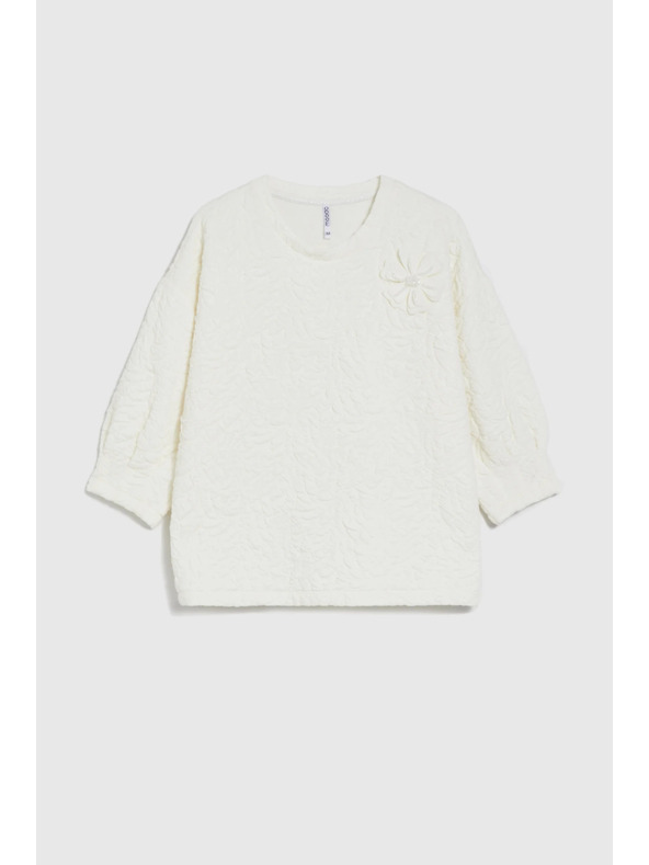 Moodo Fehér strukturált anyagú pulóver Moodo