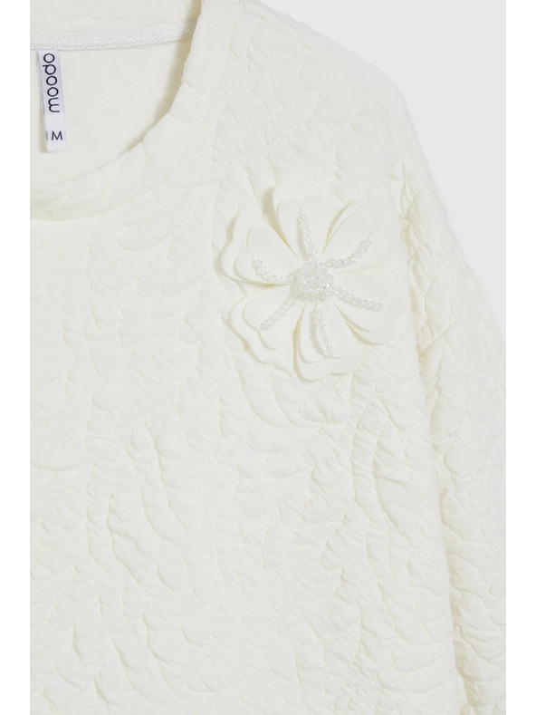 Moodo Fehér strukturált anyagú pulóver Moodo