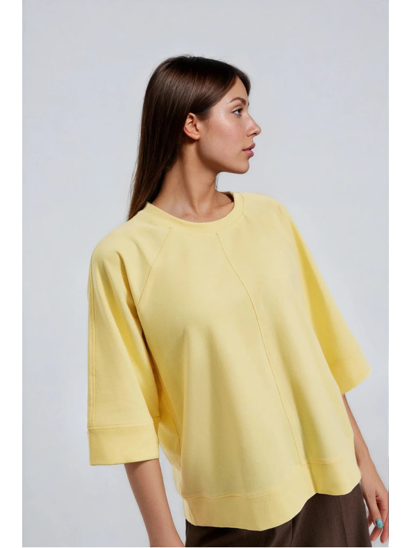 Moodo Sárga rövid és széles ujjú pulóver Moodo