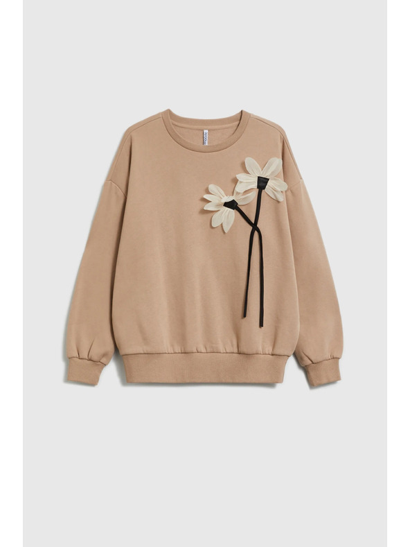 Moodo Bézs virágos pulóver Moodo