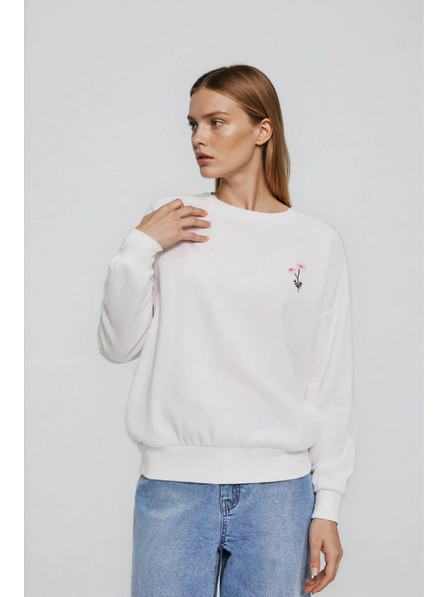 Moodo Fehér hímzett virágos felső Moodo