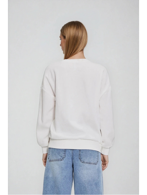 Moodo Fehér hímzett virágos felső Moodo