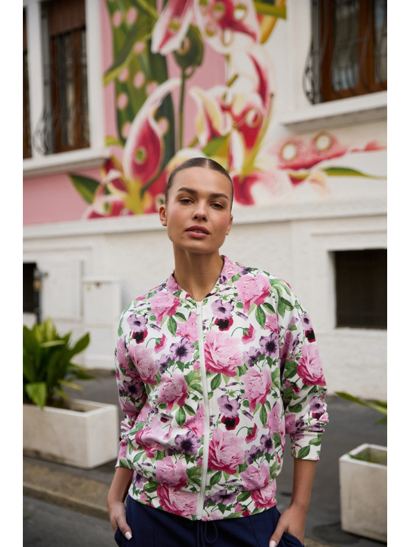 Moodo Rózsaszín virágmintás gombos felső Moodo