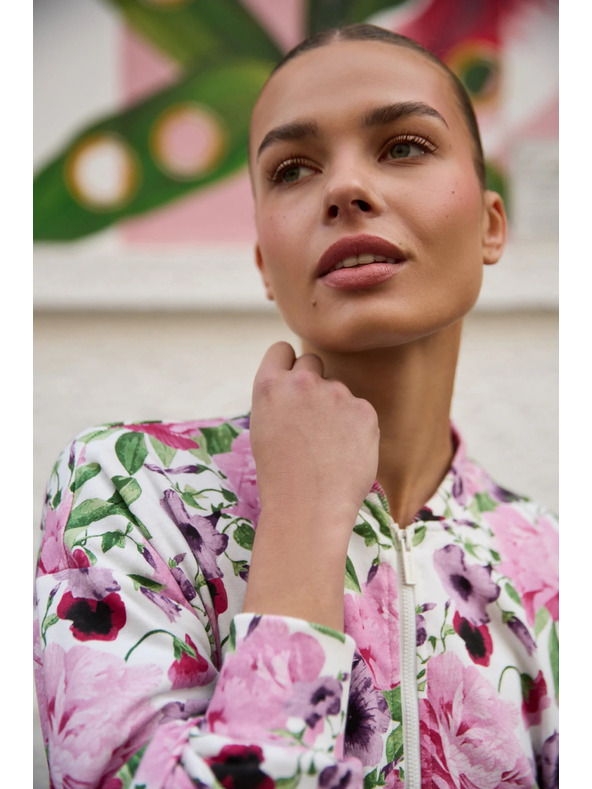Moodo Rózsaszín virágmintás gombos felső Moodo
