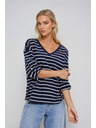 Moodo Sötétkék csíkos pulóver Moodo