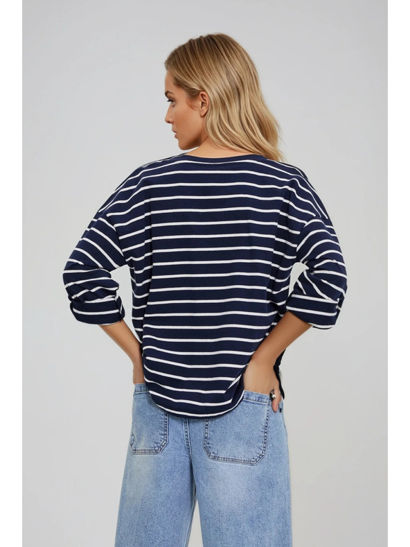 Moodo Sötétkék csíkos pulóver Moodo