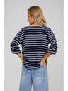 Moodo Sötétkék csíkos pulóver Moodo
