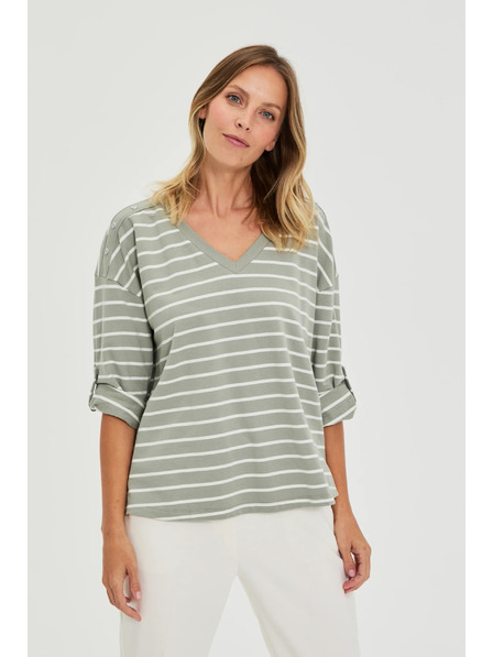 Moodo Olíva csíkos felső Moodo