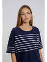 Moodo Sötétkék csíkos pulóver Moodo