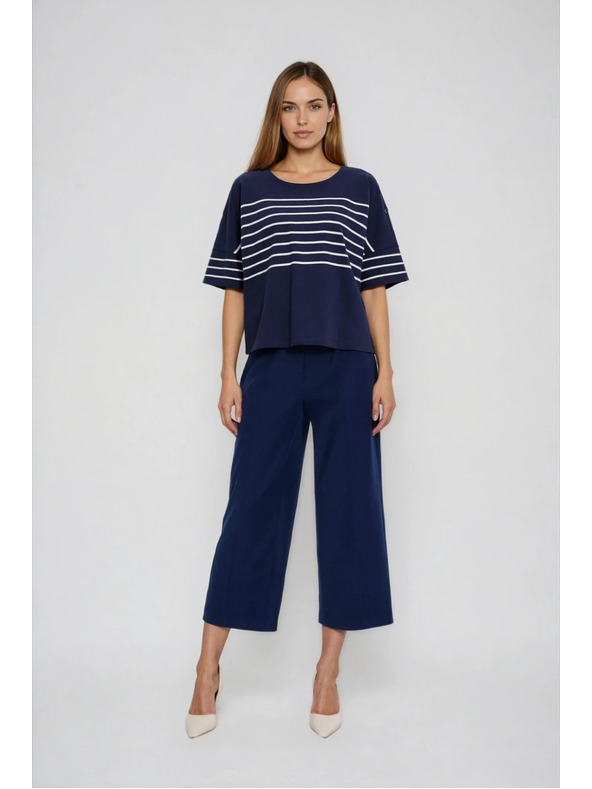 Moodo Sötétkék csíkos pulóver Moodo