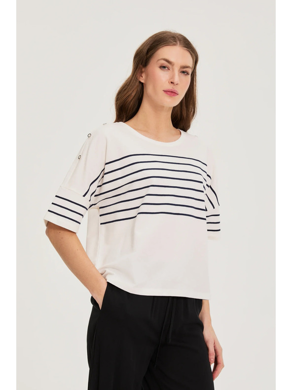 Moodo Fehér csíkos pulóver Moodo