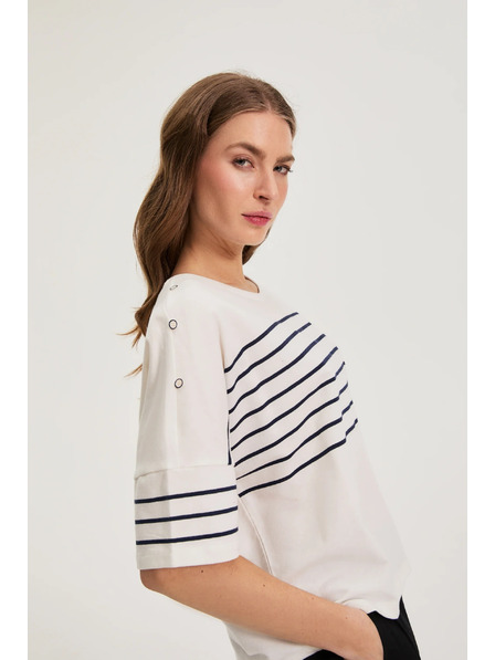 Moodo Fehér csíkos pulóver Moodo