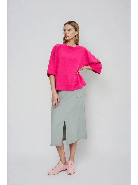 Moodo Fukszia rövid és széles ujjú pulóver Moodo