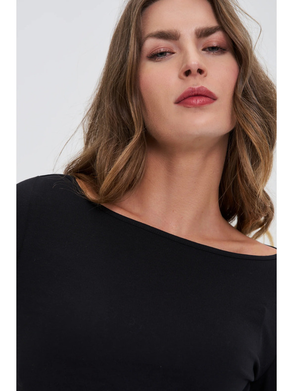 Moodo Fekete szűkített hosszú ujjú felső Moodo