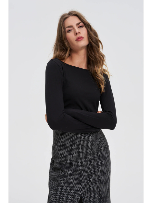 Moodo Fekete szűkített hosszú ujjú felső Moodo