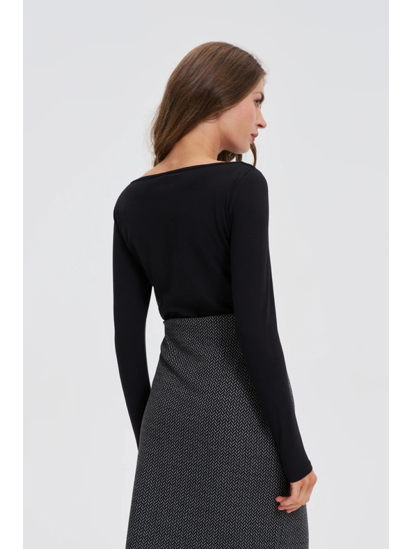 Moodo Fekete szűkített hosszú ujjú felső Moodo