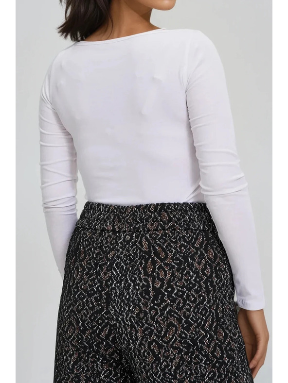 Moodo Fehér szűkített hosszú ujjú felső Moodo