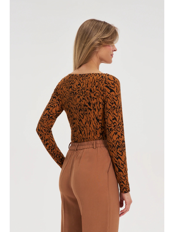 Moodo Mintás barna top Moodo