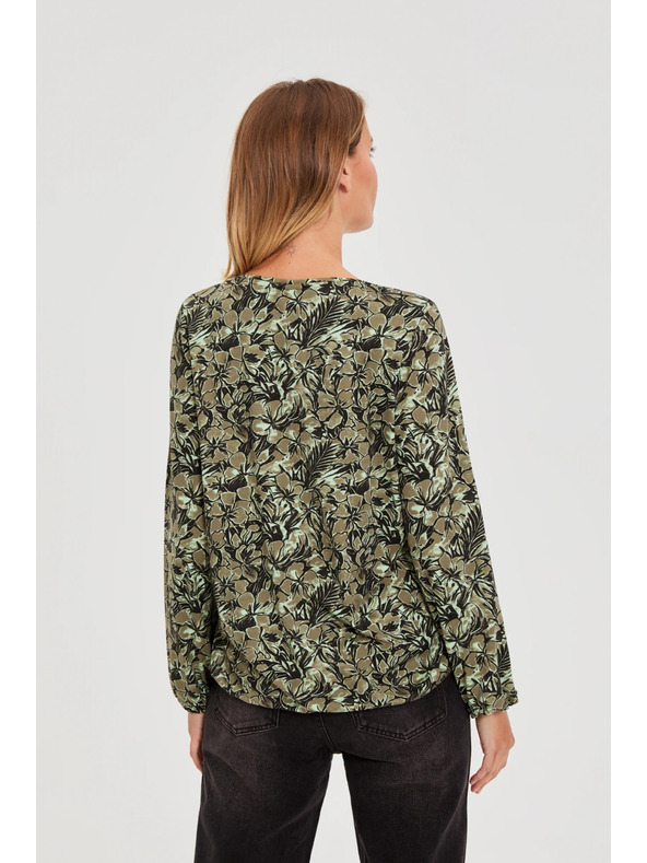 Moodo Olívzöld virágos blúz Moodo