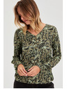 Moodo Olívzöld virágos blúz Moodo