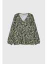 Moodo Olívzöld virágos blúz Moodo