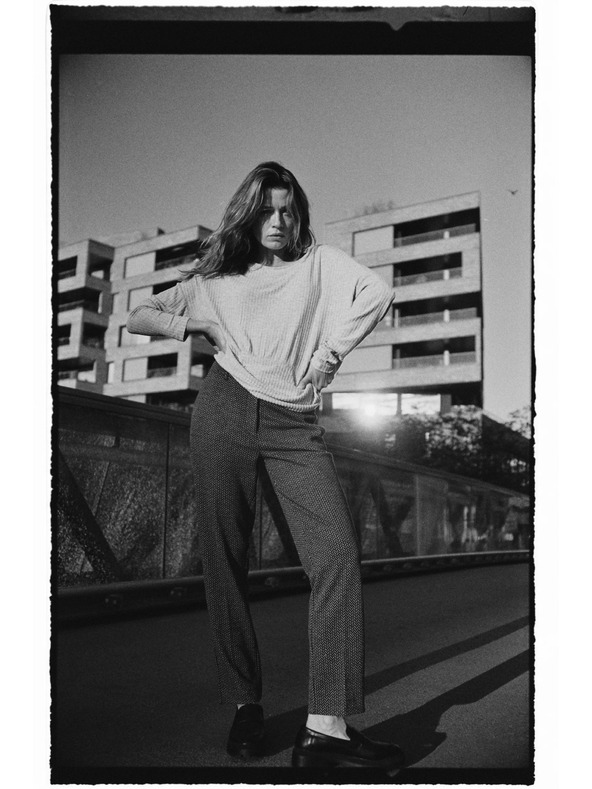 Moodo Bordázott hosszú ujjú felső szürke Moodo