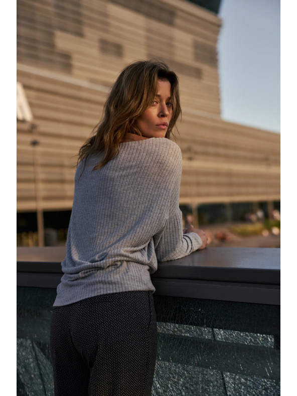 Moodo Bordázott hosszú ujjú felső szürke Moodo