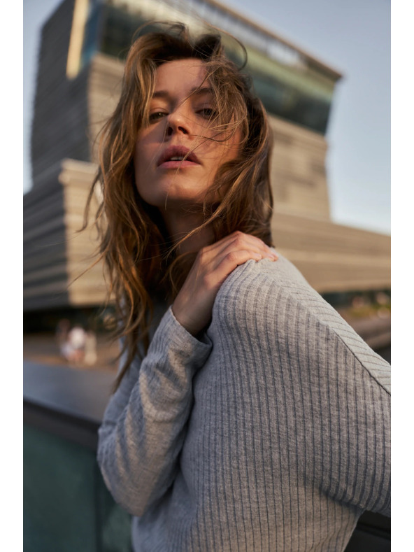 Moodo Bordázott hosszú ujjú felső szürke Moodo