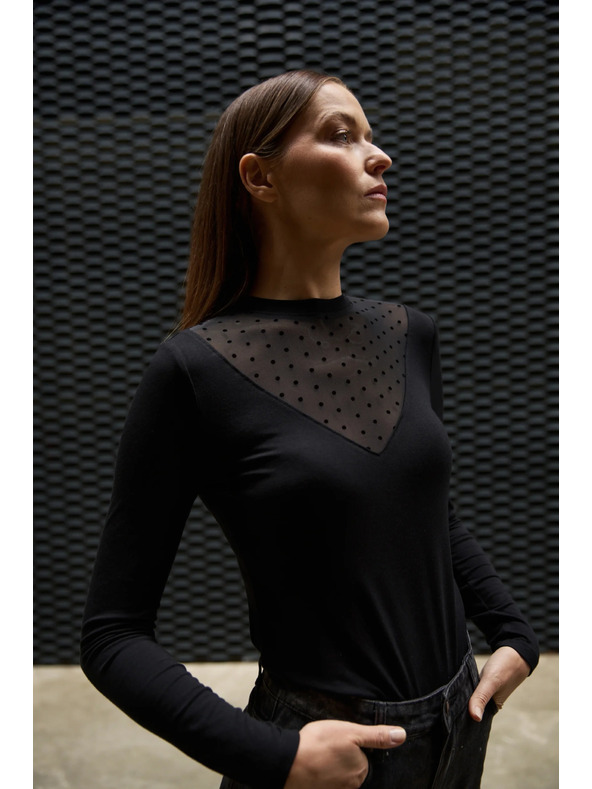 Moodo Szűkített fekete blúz Moodo