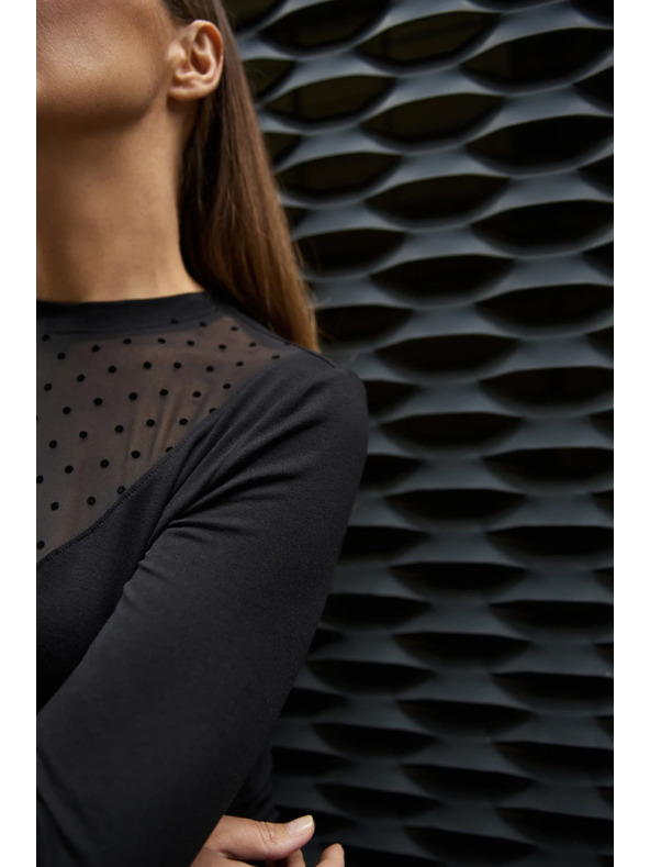 Moodo Szűkített fekete blúz Moodo