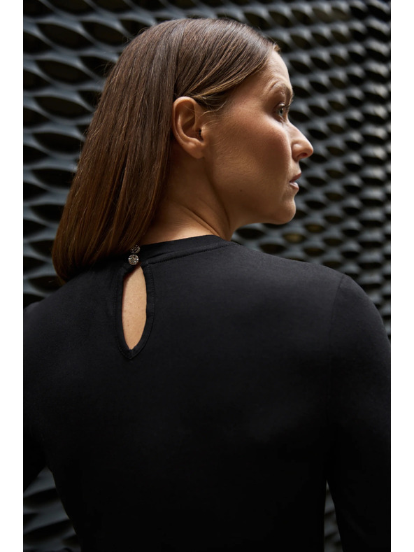 Moodo Szűkített fekete blúz Moodo