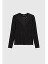 Moodo Szűkített fekete blúz Moodo