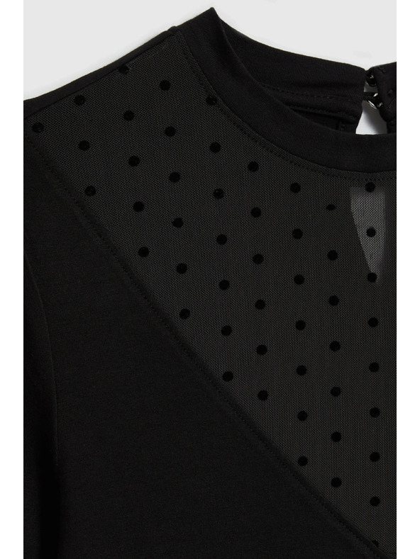 Moodo Szűkített fekete blúz Moodo