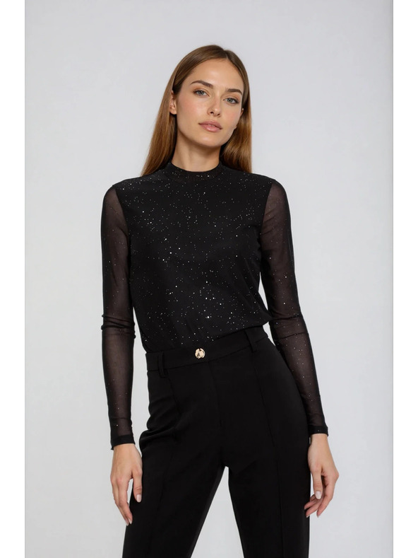 Moodo Fekete blúz áttetsző ujjakkal Moodo