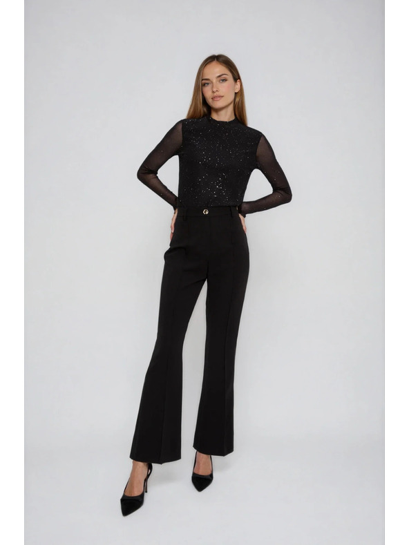 Moodo Fekete blúz áttetsző ujjakkal Moodo