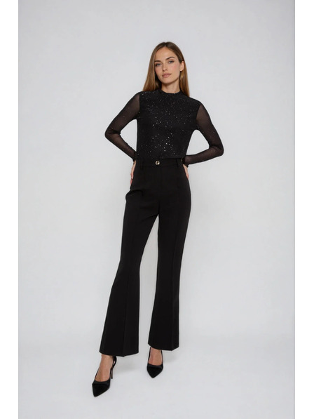 Moodo Fekete blúz áttetsző ujjakkal Moodo