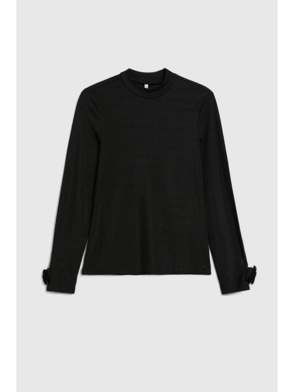 Moodo Fekete blúz díszített ujjakkal Moodo