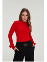Moodo Piros blúz díszített ujjakkal Moodo