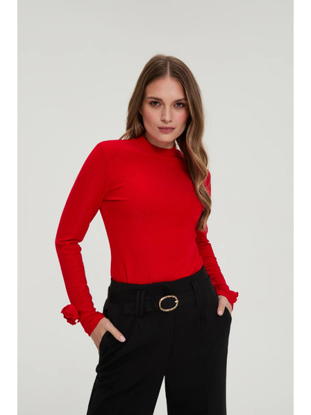 Moodo Piros blúz díszített ujjakkal Moodo