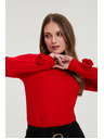Moodo Piros blúz díszített ujjakkal Moodo