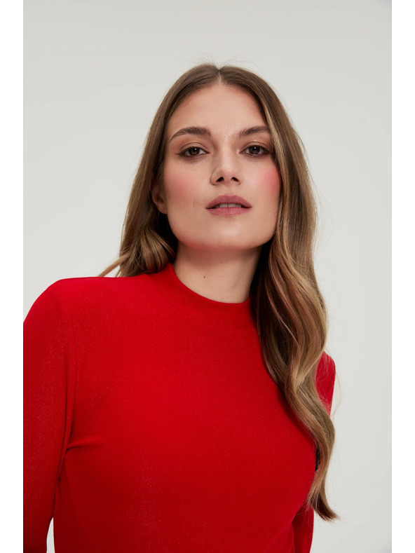 Moodo Piros blúz díszített ujjakkal Moodo