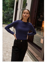 Moodo Sötétkék pamut hosszú ujjú blúz Moodo