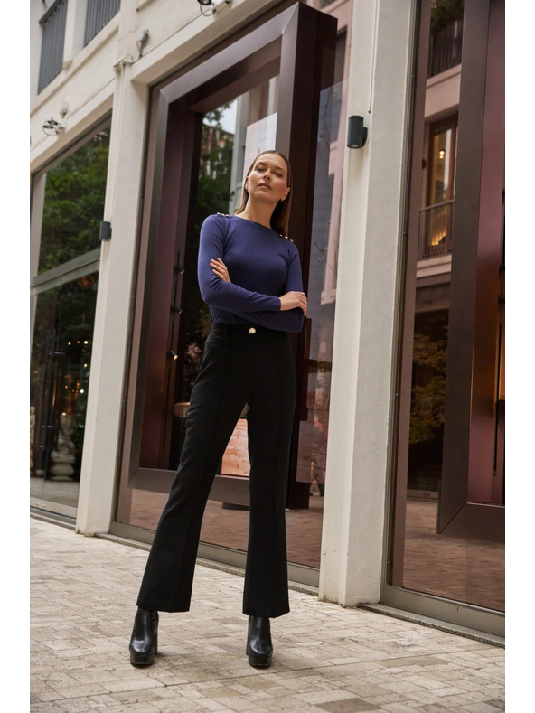 Moodo Sötétkék pamut hosszú ujjú blúz Moodo